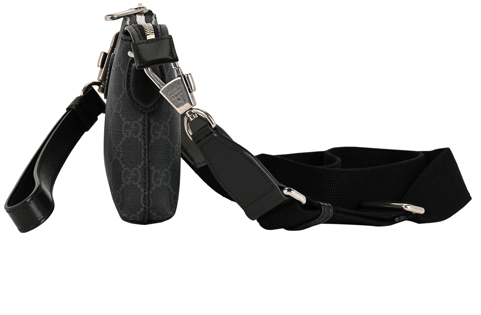 Interlocking G Messenger, &pound;595, Handbags, Black, Canvas, Bottom view